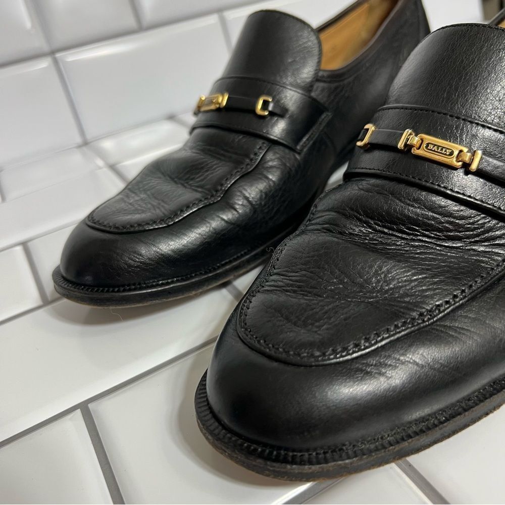 Bally Loafers Men’s Dress Shoes Black Leather Slip On’s Size 8 - Picture 2 of 15